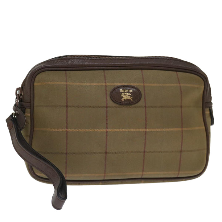 BurberrySs Nova Check Clutch Bag Canvas Beige Auth ac2857