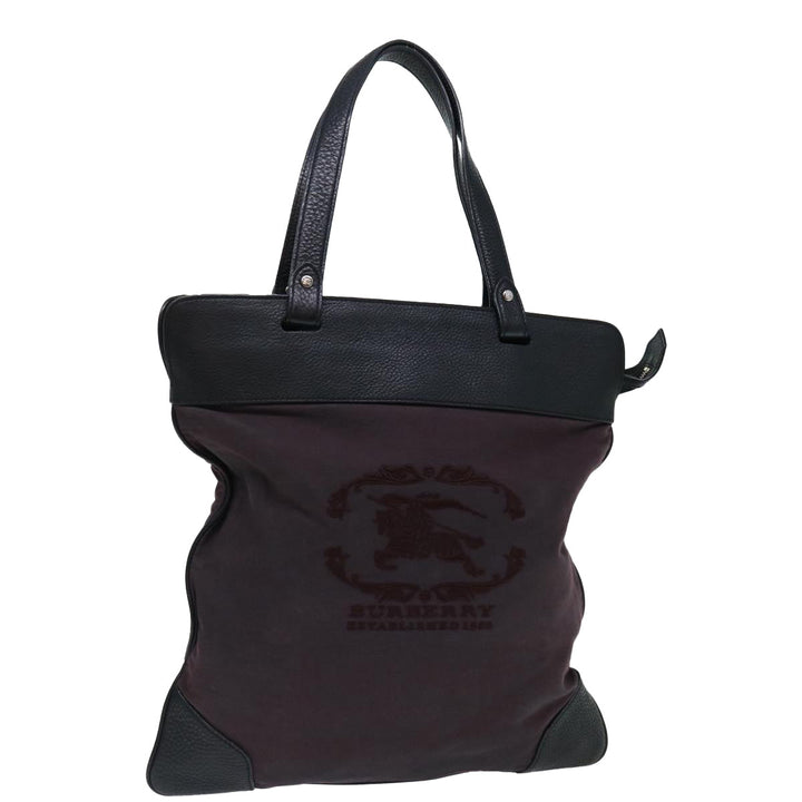 Burberry Tote Bag Canvas Bordeaux Black Auth ac2860