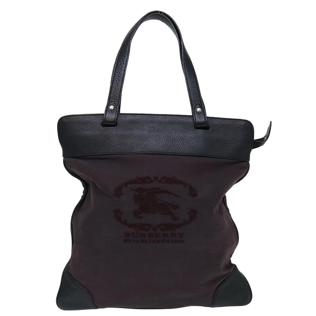 Burberry Tote Bag Canvas Bordeaux Black Auth ac2860