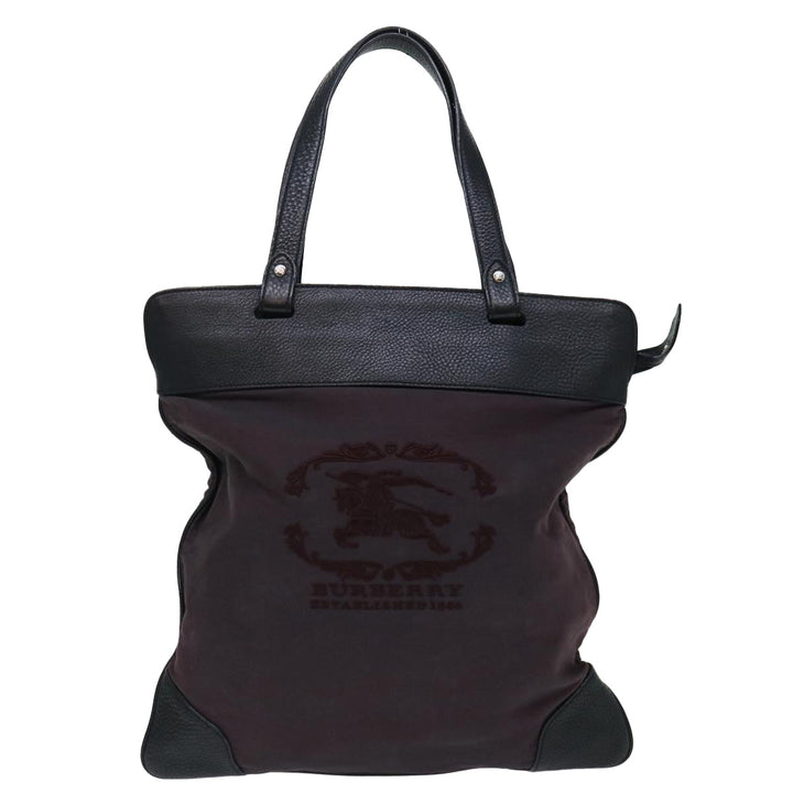 Burberry Tote Bag Canvas Bordeaux Black Auth ac2860