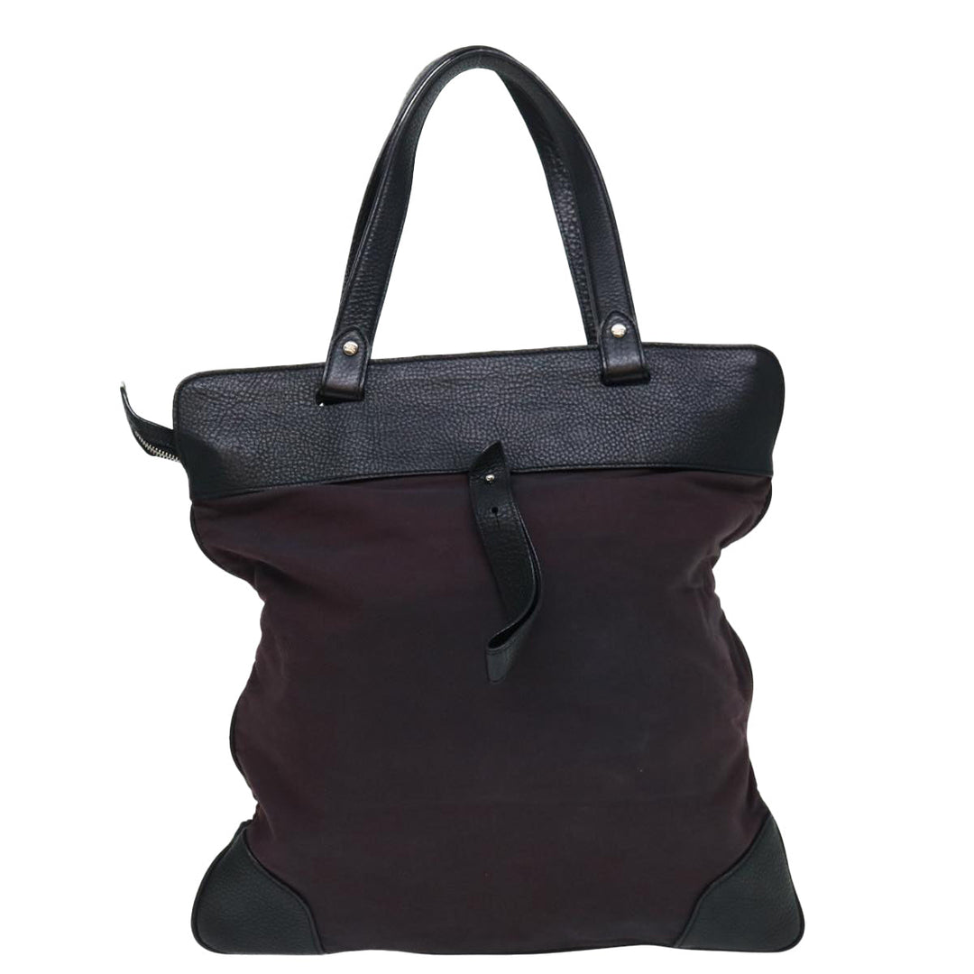 Burberry Tote Bag Canvas Bordeaux Black Auth ac2860