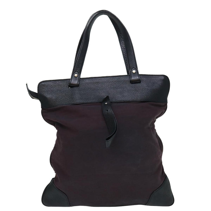 Burberry Tote Bag Canvas Bordeaux Black Auth ac2860