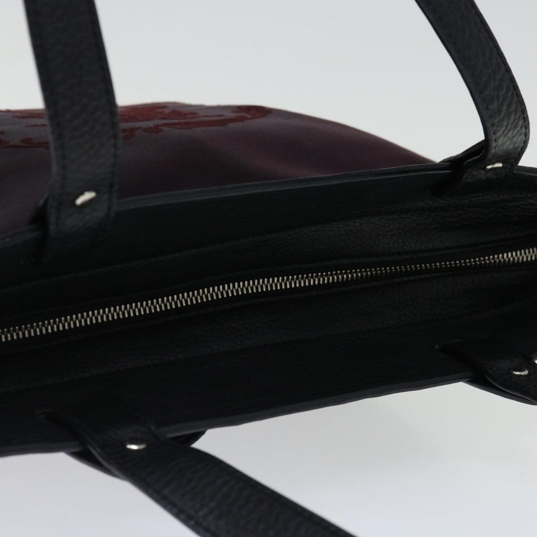 Burberry Tote Bag Canvas Bordeaux Black Auth ac2860