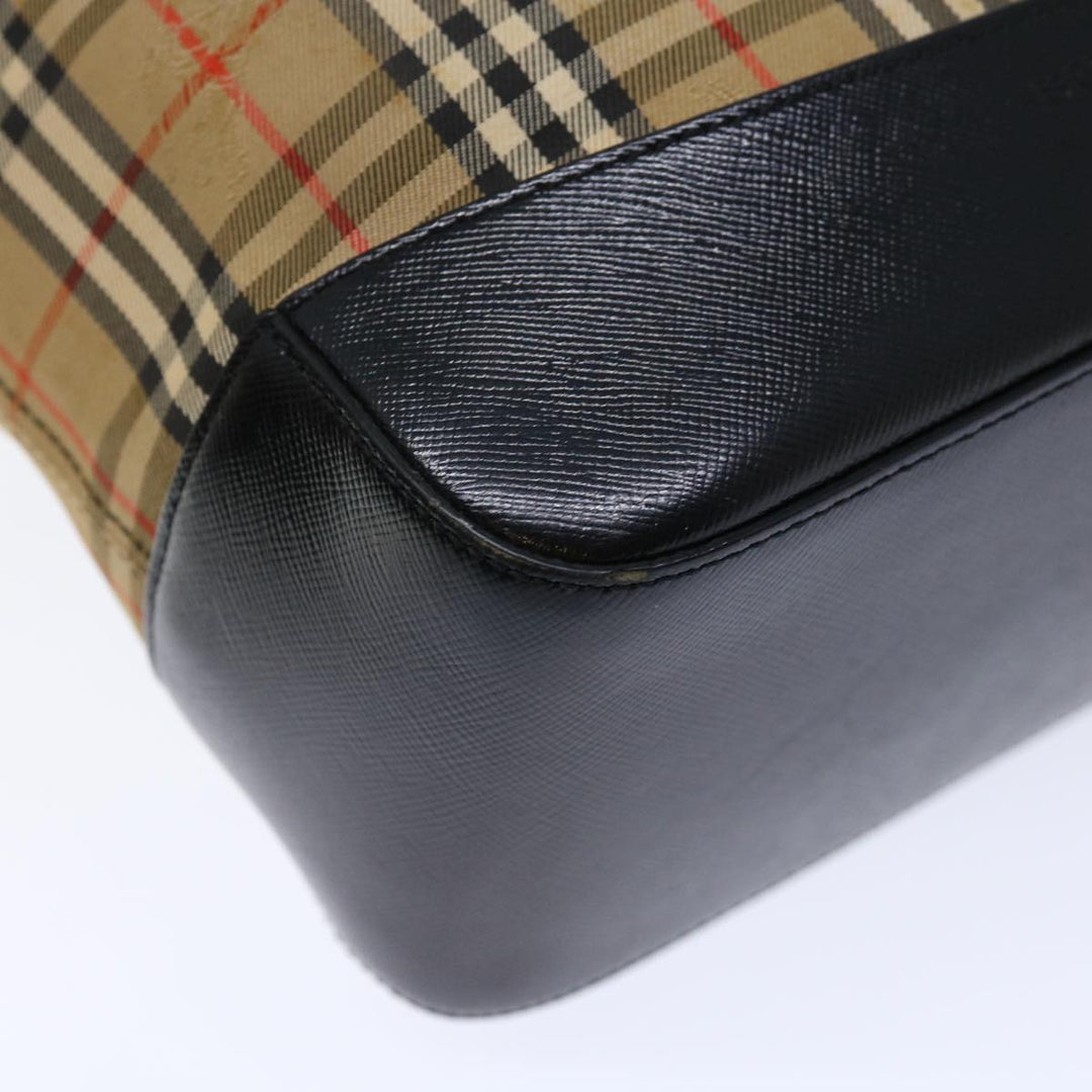 Burberry Nova Check Shoulder Bag Canvas Beige Black Auth ac2917
