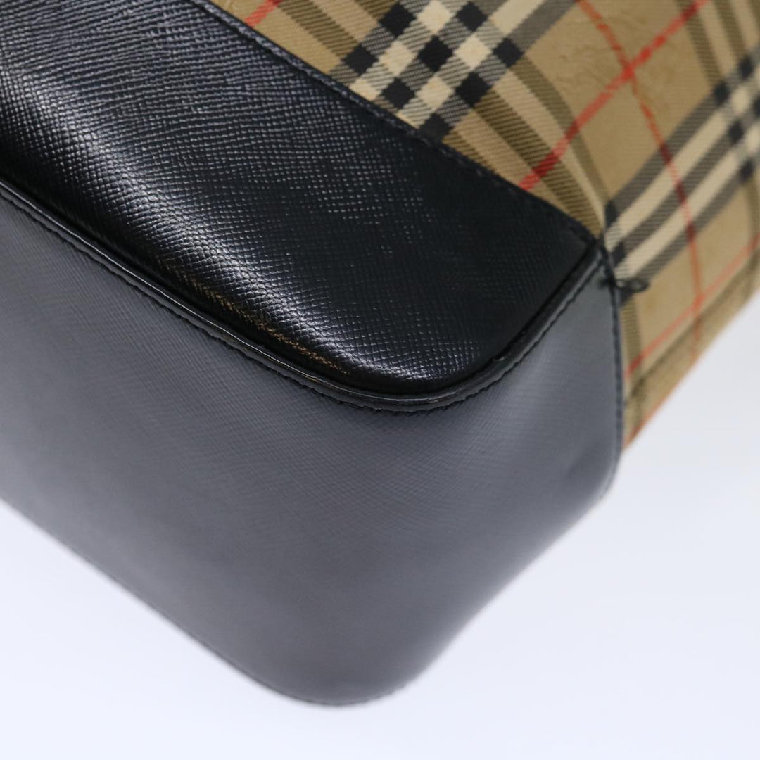 Burberry Nova Check Shoulder Bag Canvas Beige Black Auth ac2917