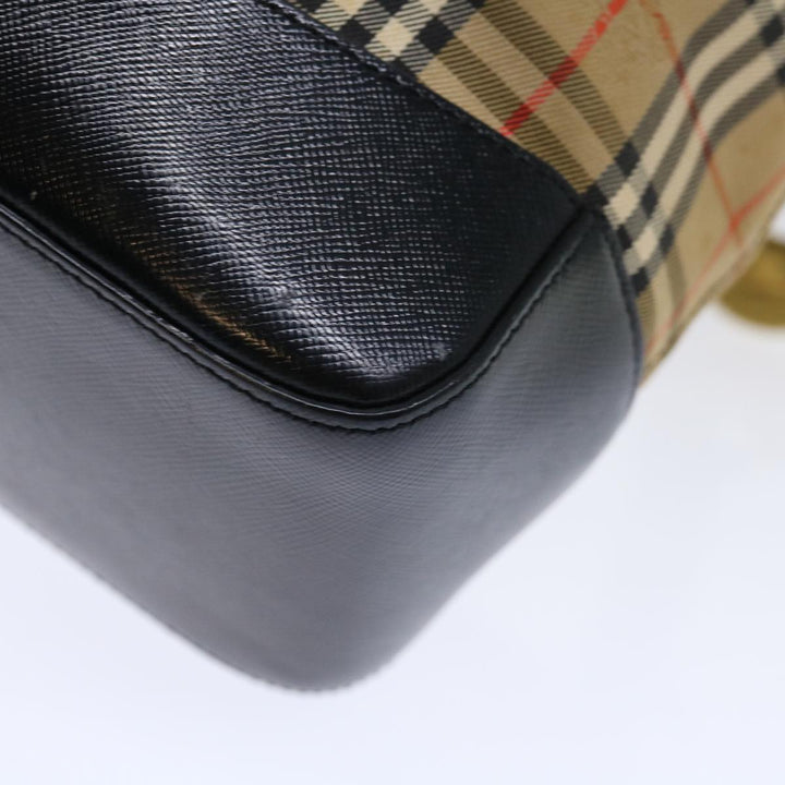 Burberry Nova Check Shoulder Bag Canvas Beige Black Auth ac2917