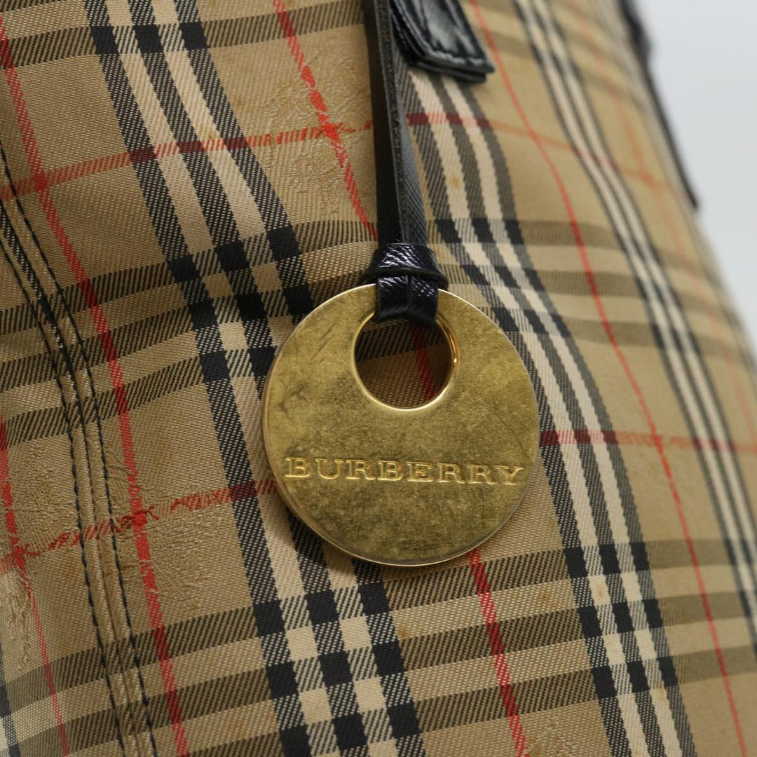 Burberry Nova Check Shoulder Bag Canvas Beige Black Auth ac2917