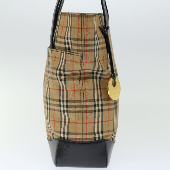 Burberry Nova Check Shoulder Bag Canvas Beige Black Auth ac2917