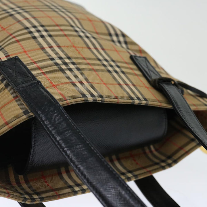 Burberry Nova Check Shoulder Bag Canvas Beige Black Auth ac2917