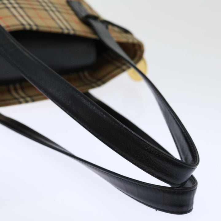 Burberry Nova Check Shoulder Bag Canvas Beige Black Auth ac2917