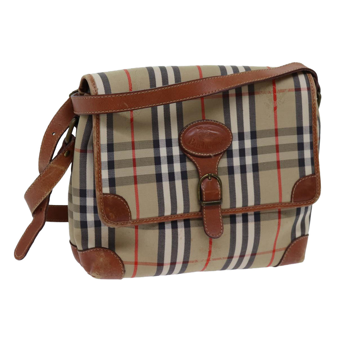 BurberrySs Nova Check Shoulder Bag Canvas Beige Auth ac2921