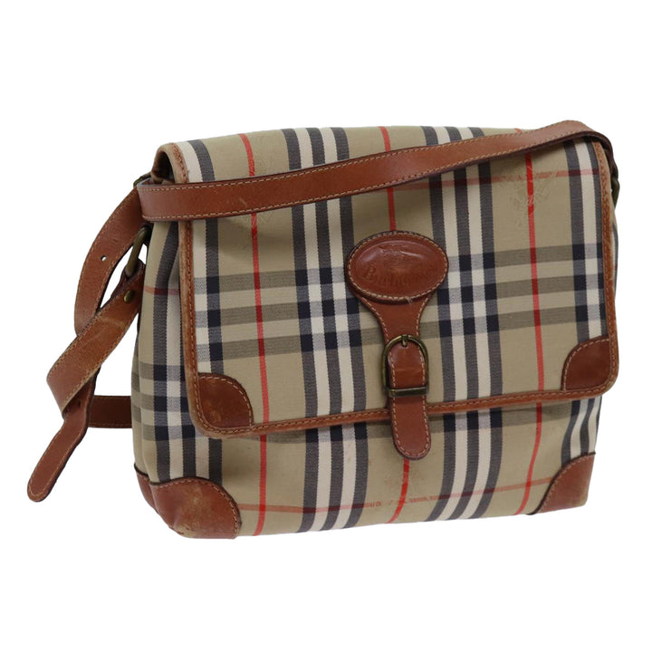 BurberrySs Nova Check Shoulder Bag Canvas Beige Auth ac2921