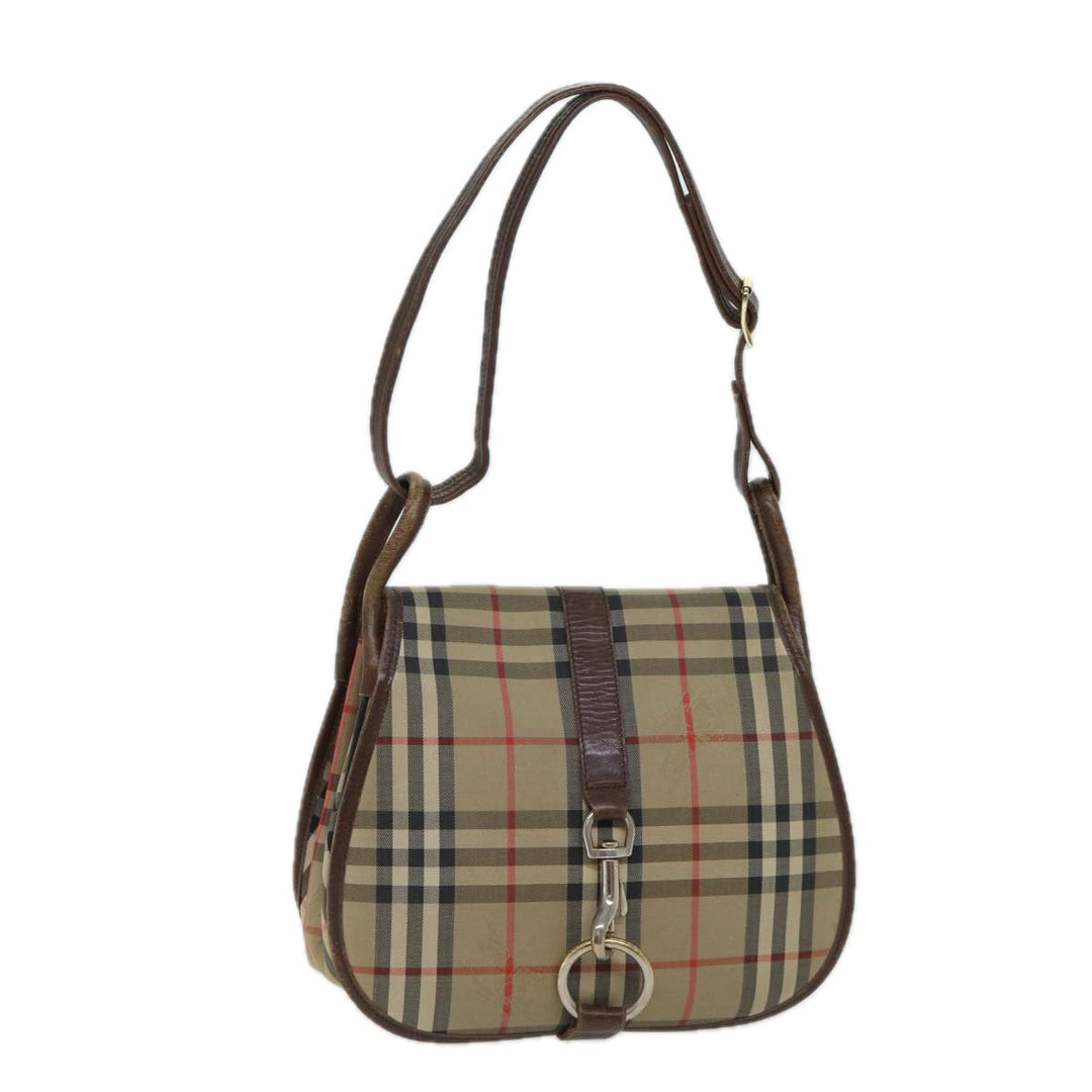 BURBERRYSs Nova Check Shoulder Bag Canvas Beige Auth ac2925
