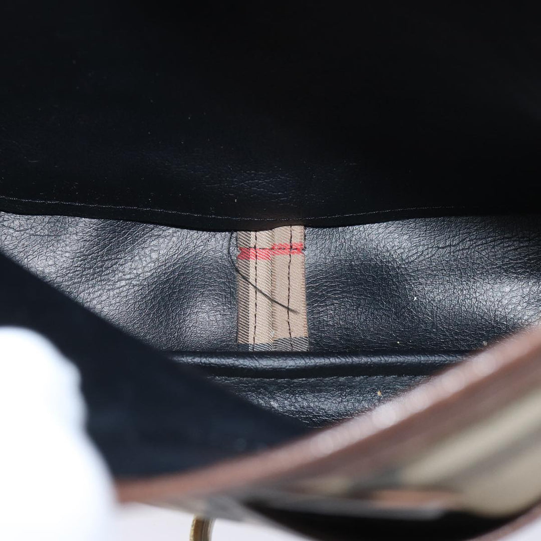 BURBERRYSs Nova Check Shoulder Bag Canvas Beige Auth ac2925