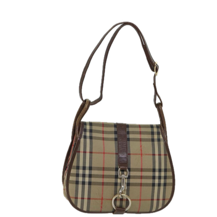 BURBERRYSs Nova Check Shoulder Bag Canvas Beige Auth ac2925