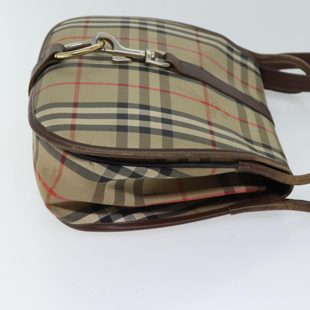 BURBERRYSs Nova Check Shoulder Bag Canvas Beige Auth ac2925