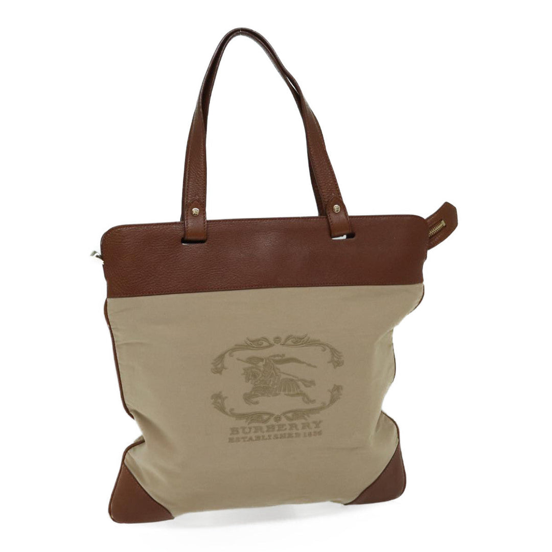 Burberry Tote Bag Canvas Beige Auth ac2929