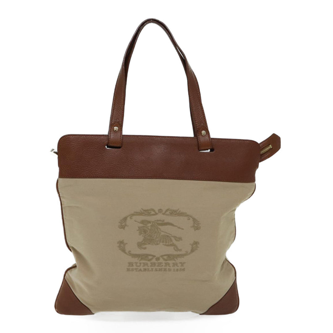 Burberry Tote Bag Canvas Beige Auth ac2929