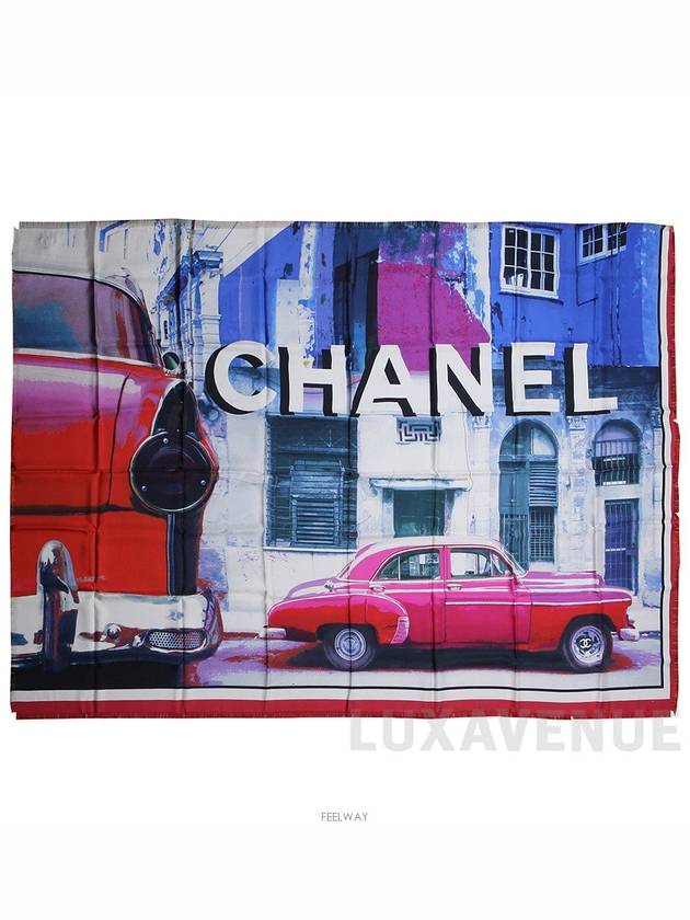 cruise cuba havana silk scarf shawl muffler red car Chanel