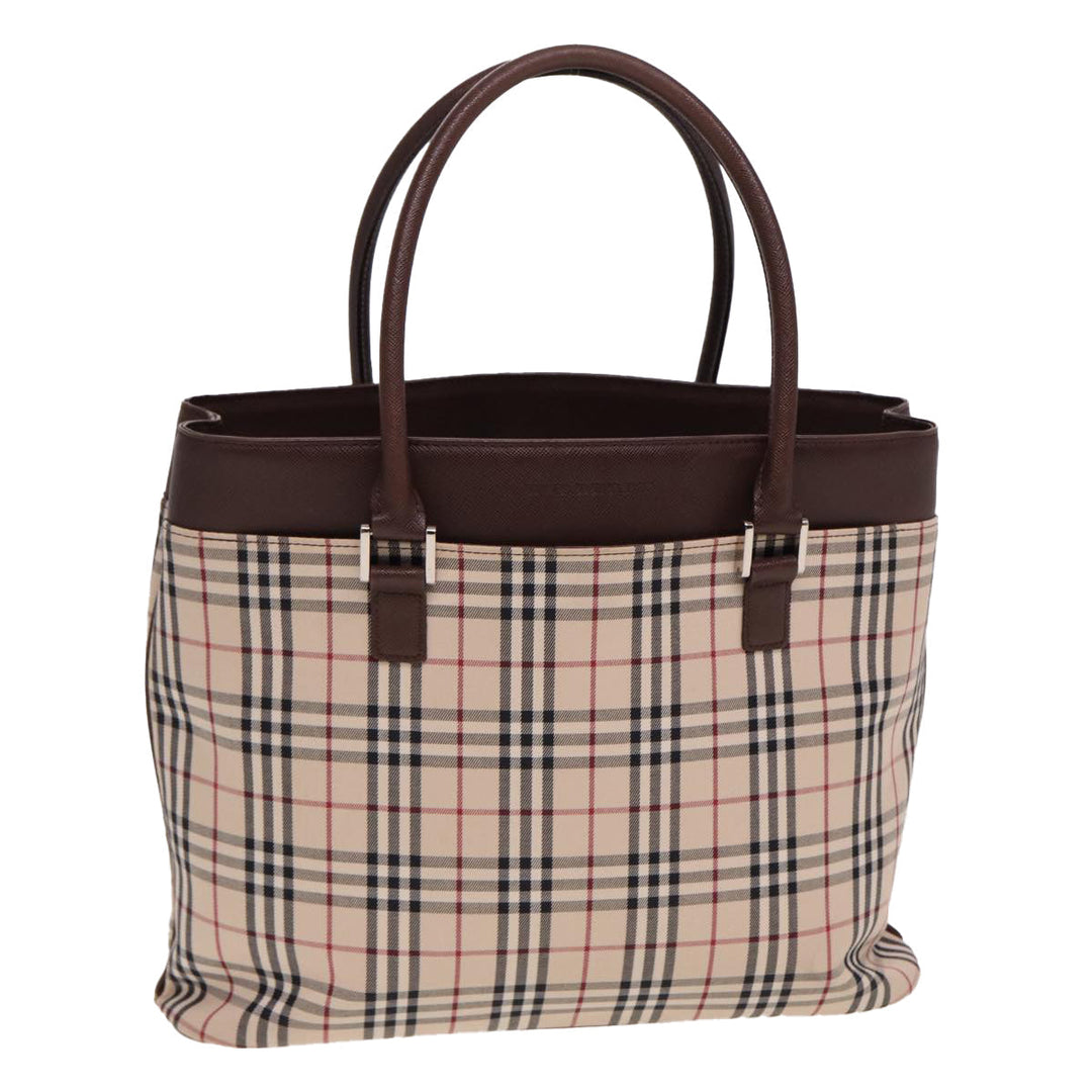 Burberry Nova Check Tote Bag Canvas Beige Auth ac3071