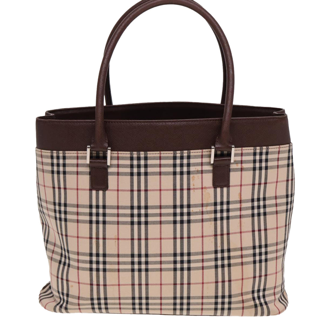 Burberry Nova Check Tote Bag Canvas Beige Auth ac3071