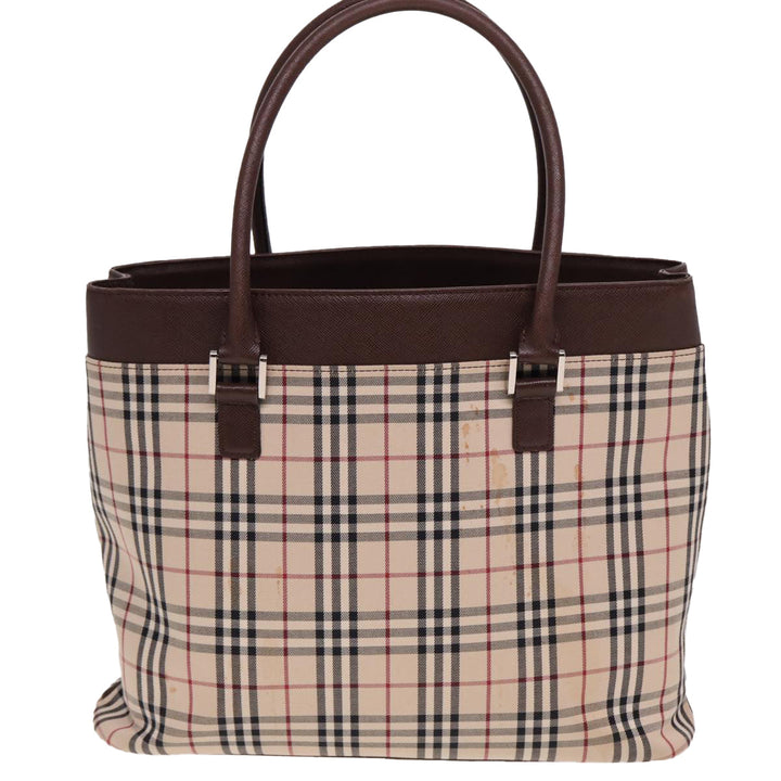 Burberry Nova Check Tote Bag Canvas Beige Auth ac3071