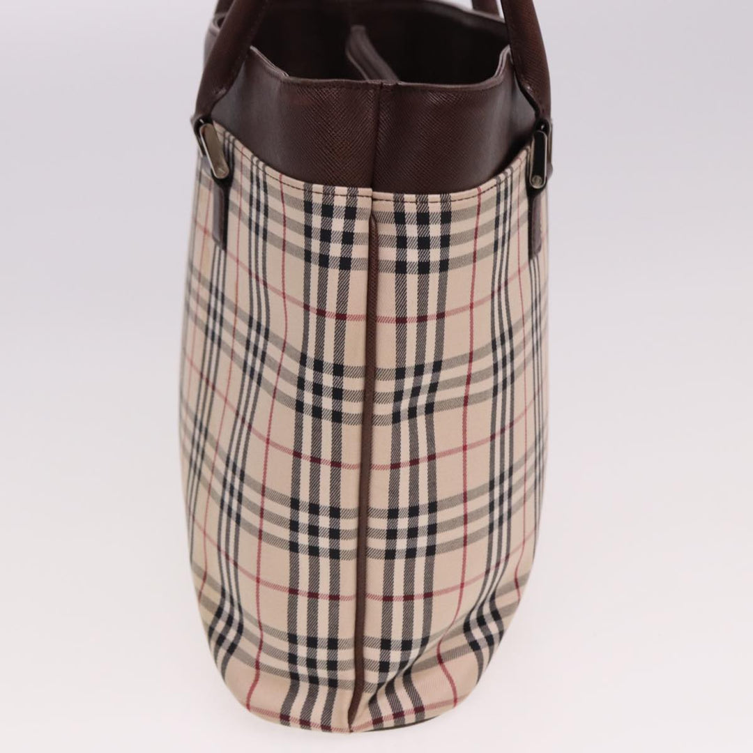 Burberry Nova Check Tote Bag Canvas Beige Auth ac3071