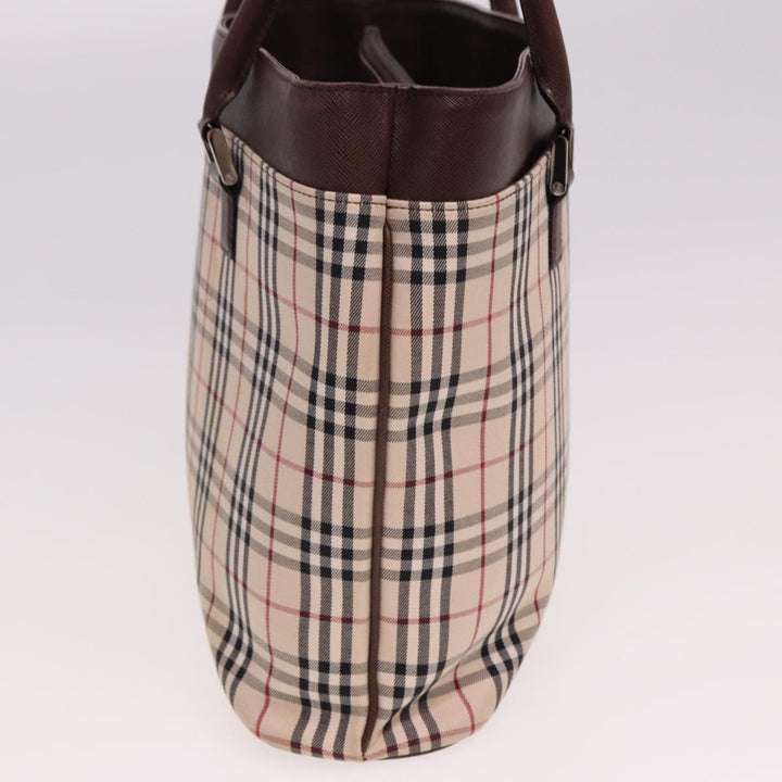 Burberry Nova Check Tote Bag Canvas Beige Auth ac3071