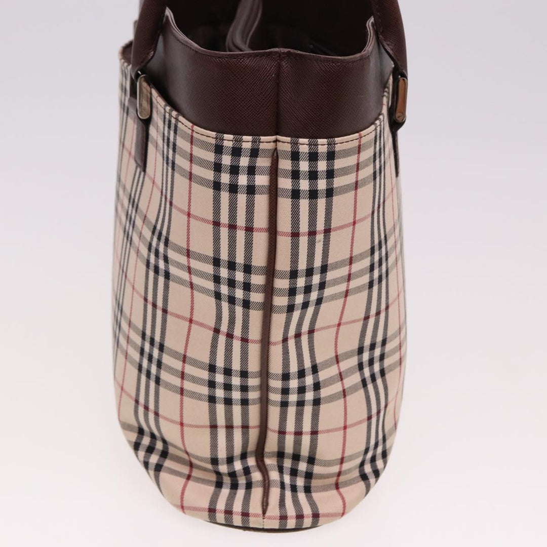 Burberry Nova Check Tote Bag Canvas Beige Auth ac3071