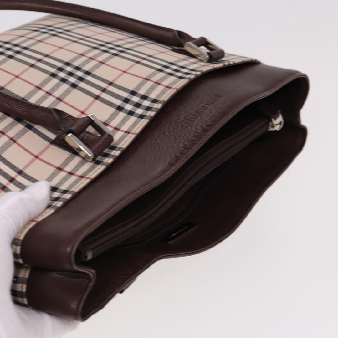 Burberry Nova Check Tote Bag Canvas Beige Auth ac3071