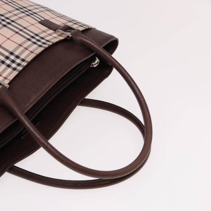 Burberry Nova Check Tote Bag Canvas Beige Auth ac3071