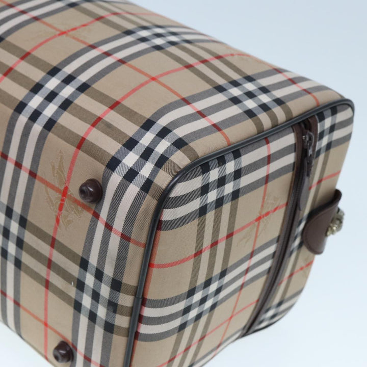 BurberrySs Nova Check Boston Bag Canvas Beige Auth ac3072