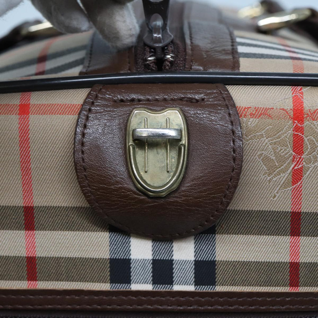 BurberrySs Nova Check Boston Bag Canvas Beige Auth ac3072