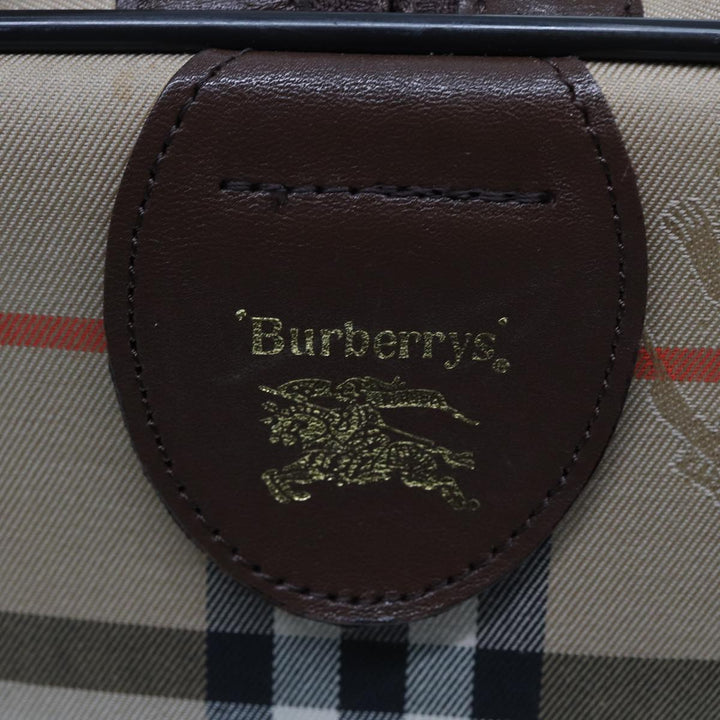 BurberrySs Nova Check Boston Bag Canvas Beige Auth ac3072
