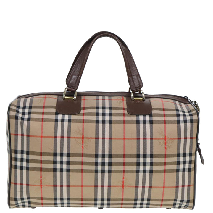 BurberrySs Nova Check Boston Bag Canvas Beige Auth ac3072