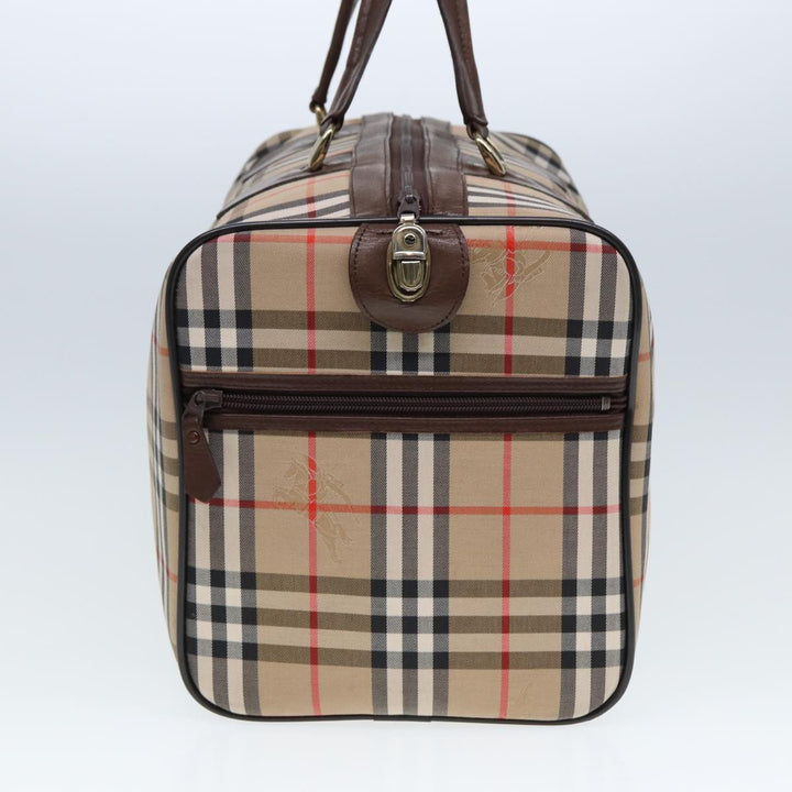 BurberrySs Nova Check Boston Bag Canvas Beige Auth ac3072