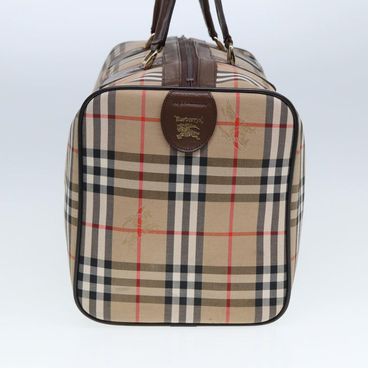 BurberrySs Nova Check Boston Bag Canvas Beige Auth ac3072