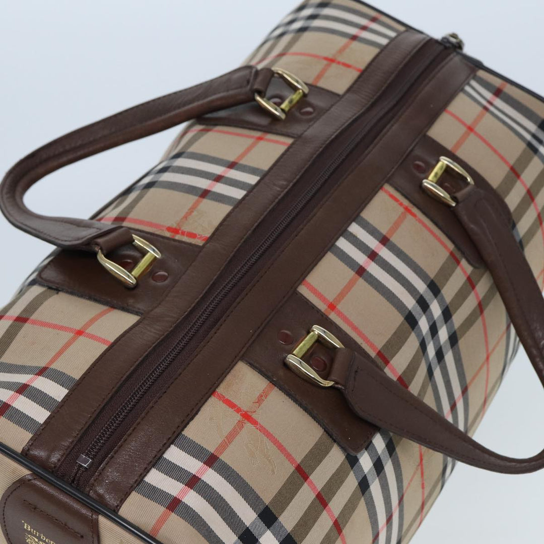 BurberrySs Nova Check Boston Bag Canvas Beige Auth ac3072