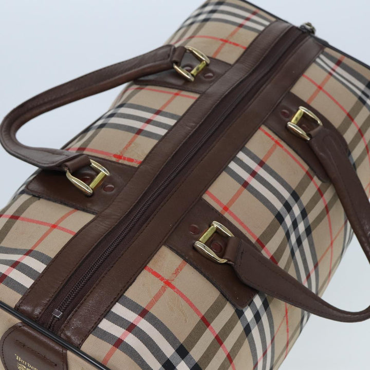 BurberrySs Nova Check Boston Bag Canvas Beige Auth ac3072