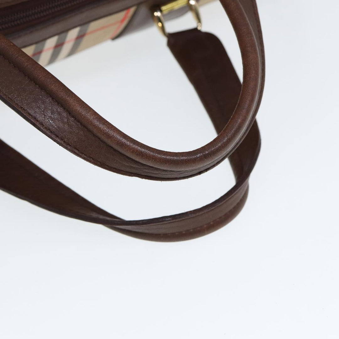 BurberrySs Nova Check Boston Bag Canvas Beige Auth ac3072