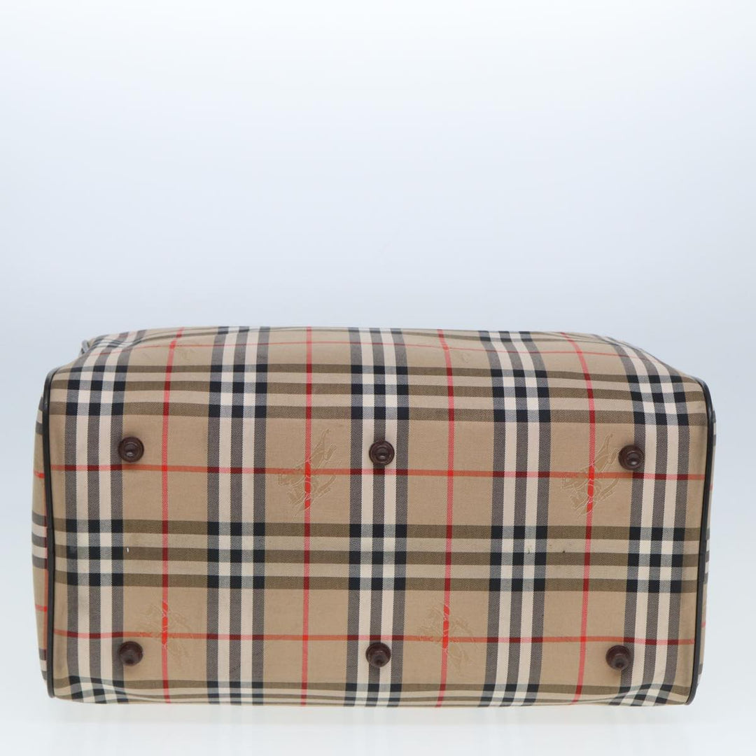 BurberrySs Nova Check Boston Bag Canvas Beige Auth ac3072