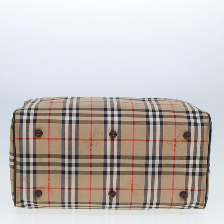 BurberrySs Nova Check Boston Bag Canvas Beige Auth ac3072