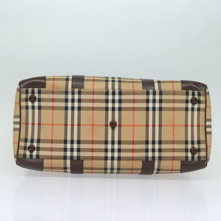 BurberrySs Nova Check Boston Bag Canvas Beige Auth ac3128