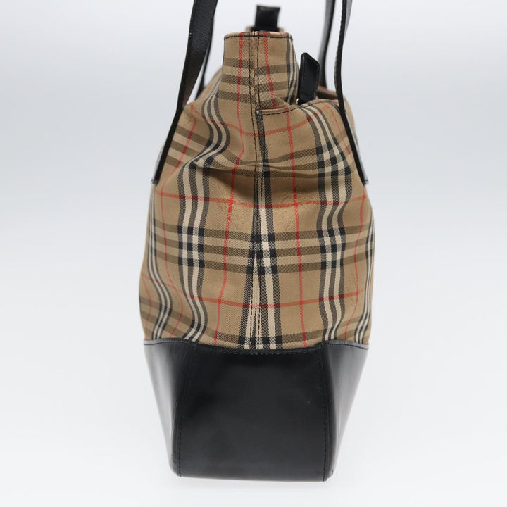 Burberry Nova Check Tote Bag Canvas Beige Black Auth ac3130