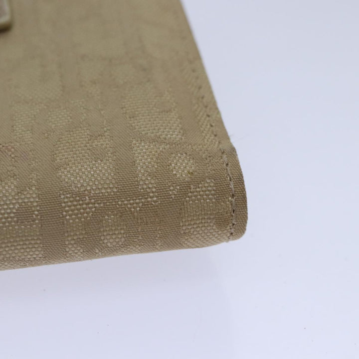 CHRISTIAN Top quality Dior Trotter Canvas Wallet Beige Silver Auth ac3225