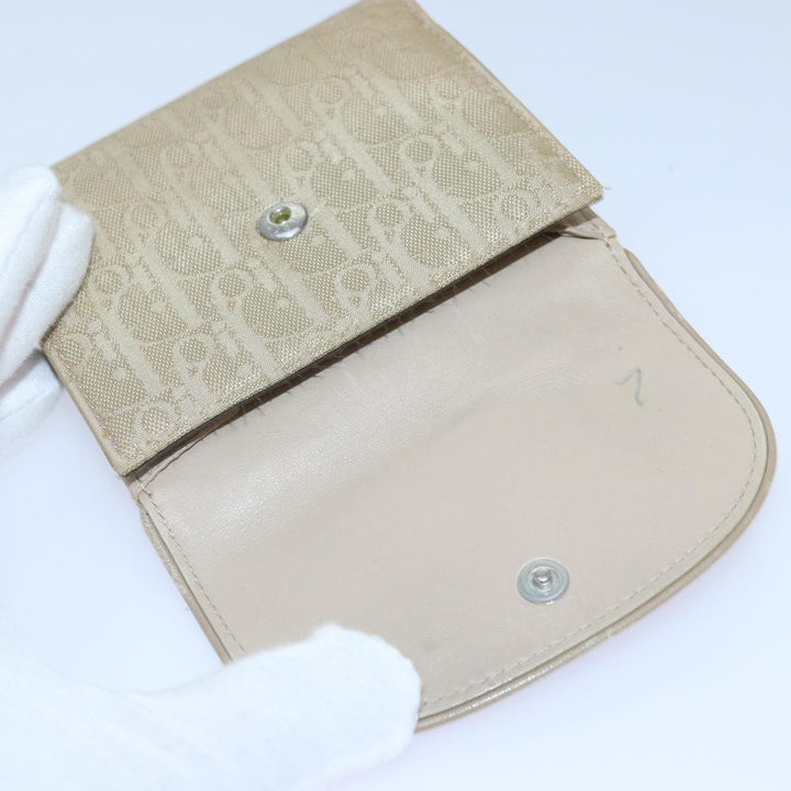 CHRISTIAN Top quality Dior Trotter Canvas Wallet Beige Silver Auth ac3225