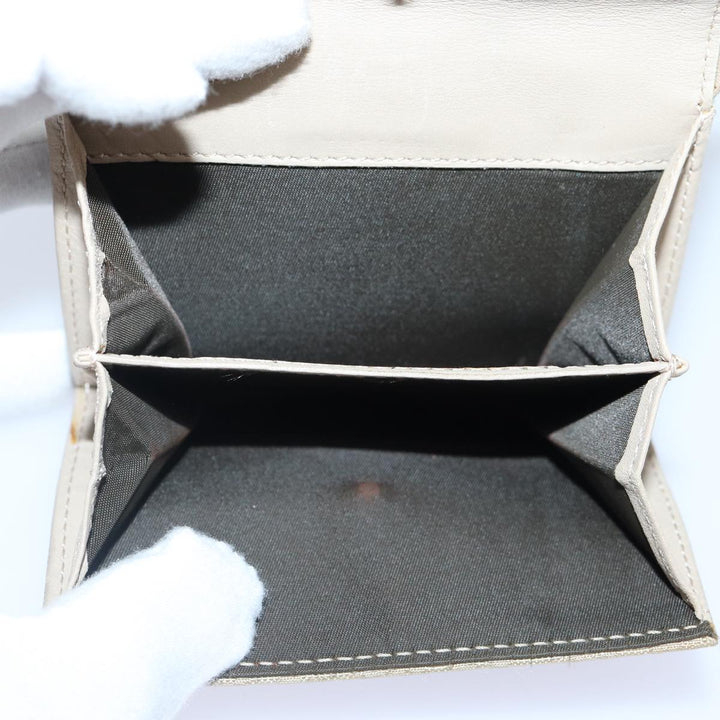 CHRISTIAN Top quality Dior Trotter Canvas Wallet Beige Silver Auth ac3225