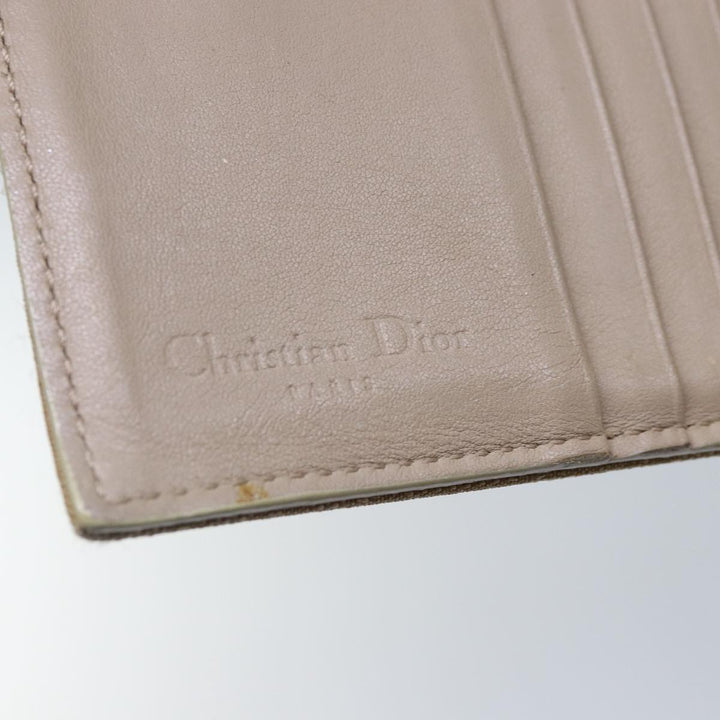 CHRISTIAN Top quality Dior Trotter Canvas Wallet Beige Silver Auth ac3225