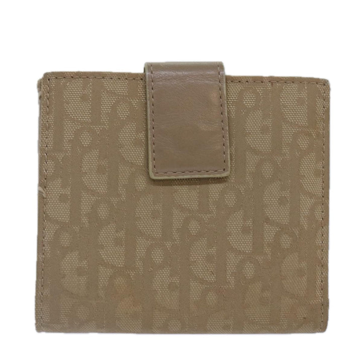 CHRISTIAN Top quality Dior Trotter Canvas Wallet Beige Silver Auth ac3225