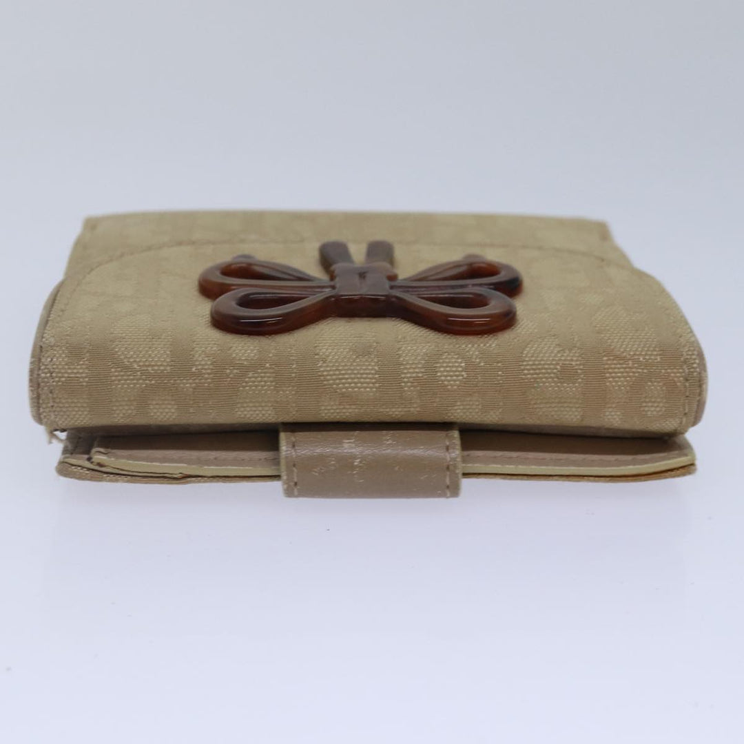 CHRISTIAN Top quality Dior Trotter Canvas Wallet Beige Silver Auth ac3225